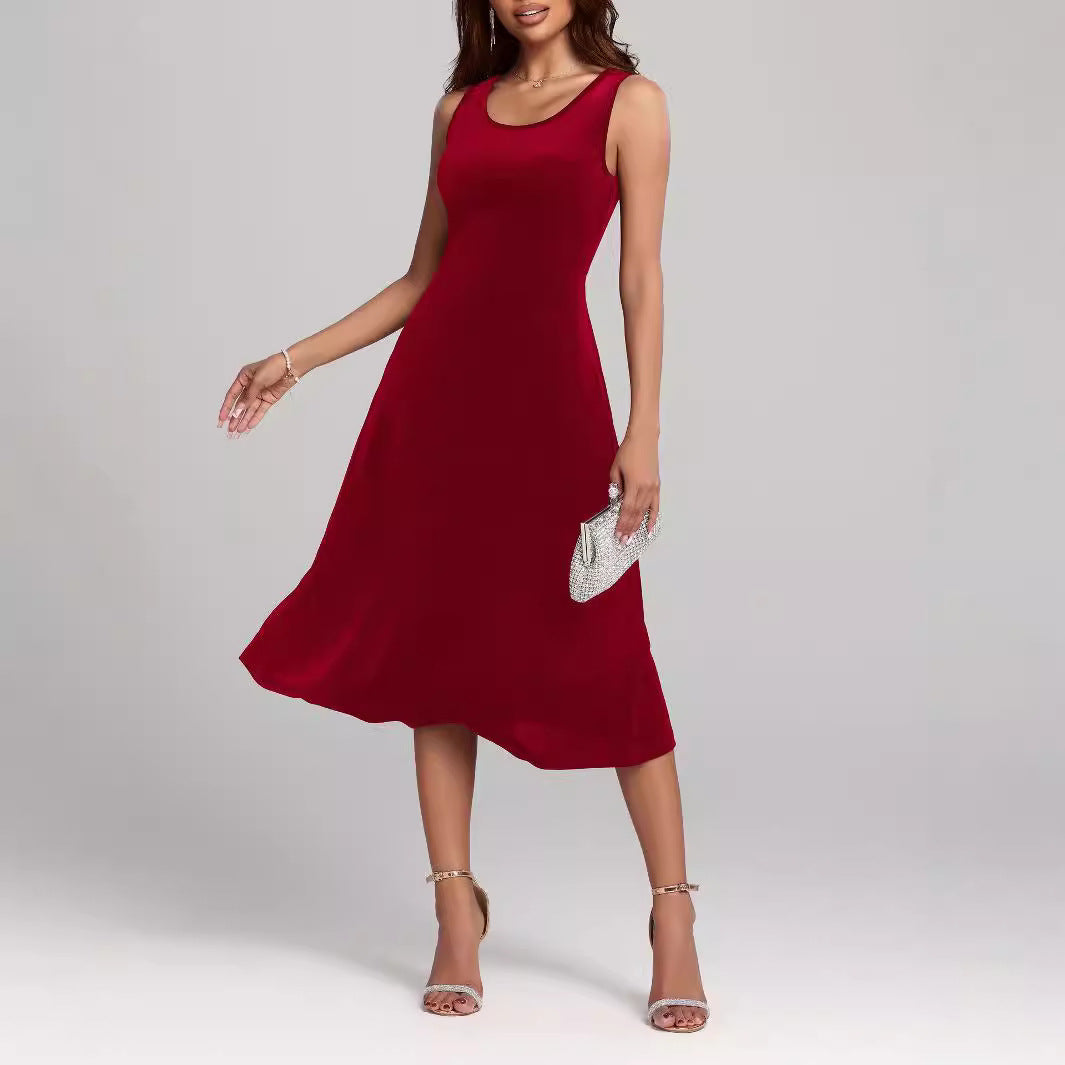 Winter Mid Length Pleuche Dress