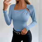 Women's Asymmetric Ring Detail Long Sleeve Top