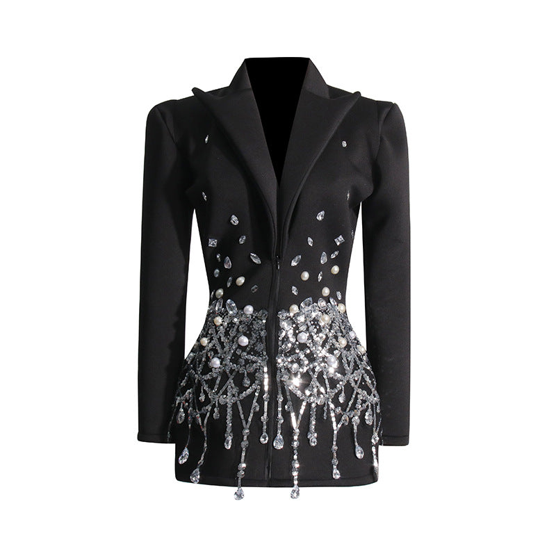 Women's Rhinestone Sequin Blazer Mini Dress