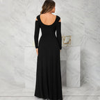 Women's Classic Dress Elegant V Neck Split Dress