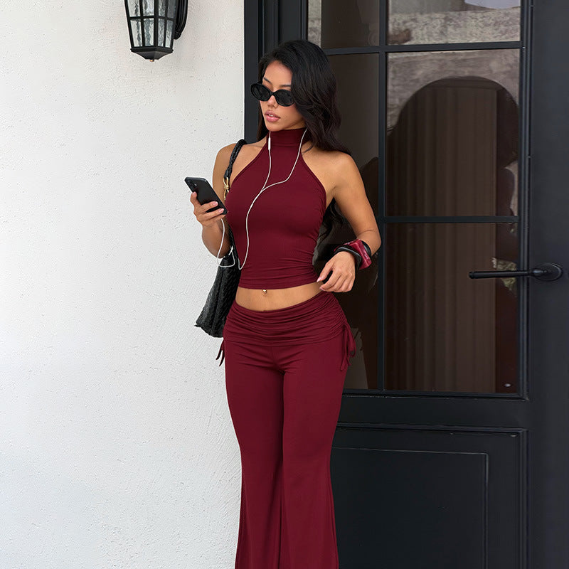Women's Halter Top & Bootcut Pants Set