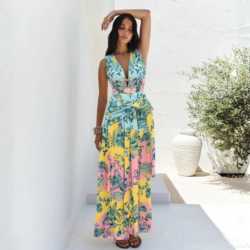 Floral Color One-piece Swimwear