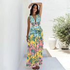 Floral Color One-piece Swimwear