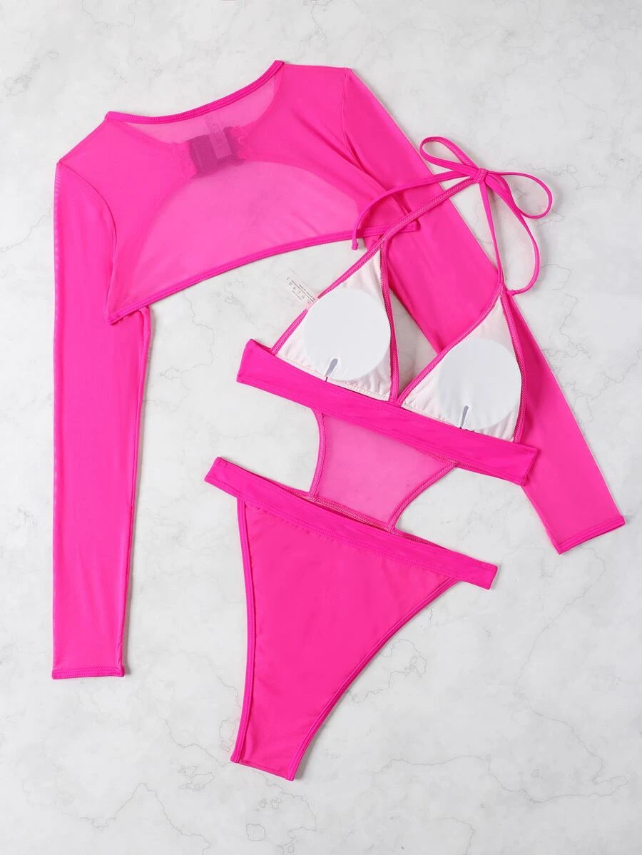 Solid Color One-piece Swimwear