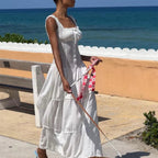 Women's Spaghetti-Strap Cotton Ruffle Smocked Maxi Dress
