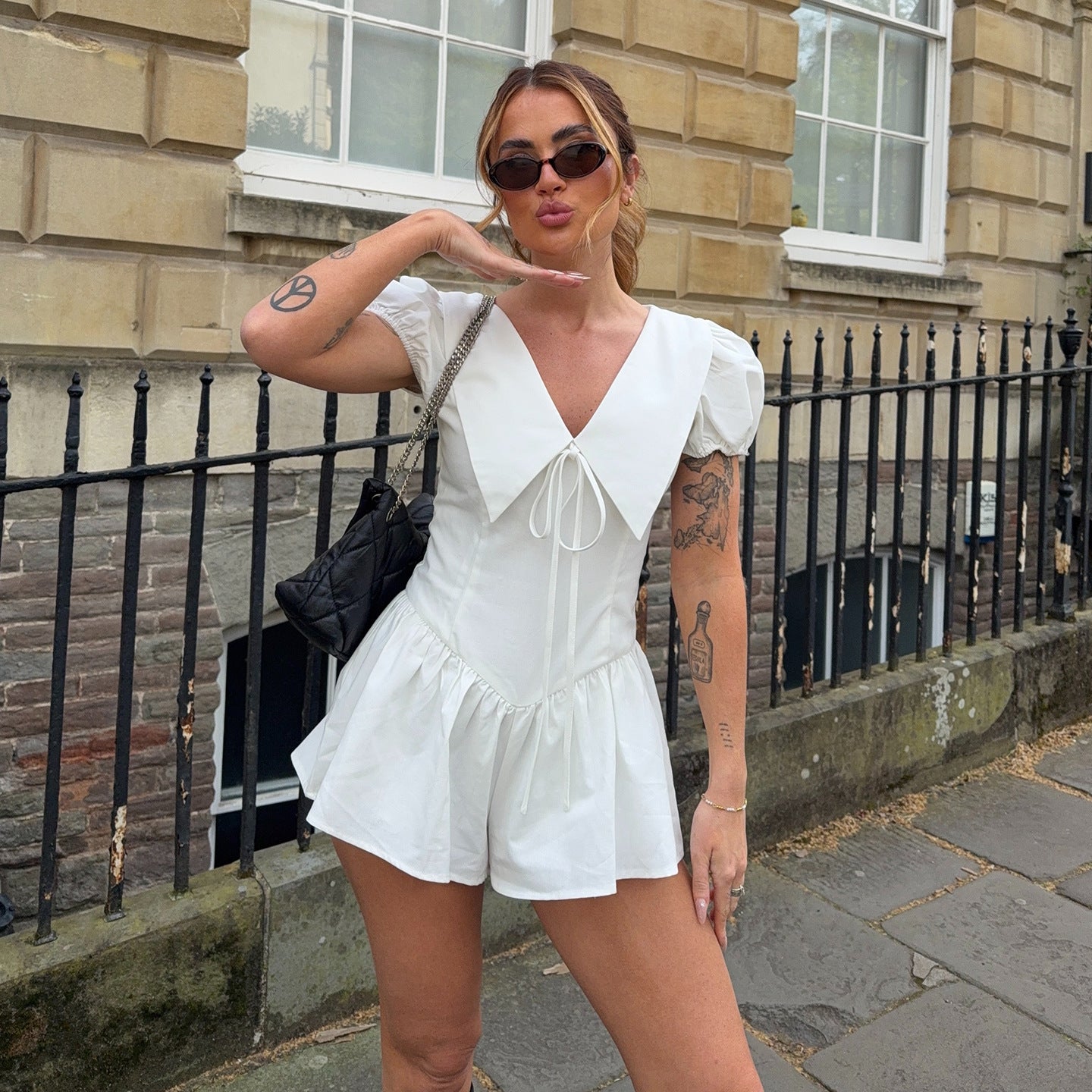Puff Sleeve One-piece dress
