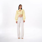 Women's Personality Shoulder Puff Sleeve Lace Stand Collar Shirt
