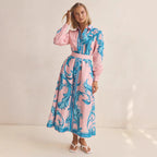 Women's Printing Belt Loose Retro Dress