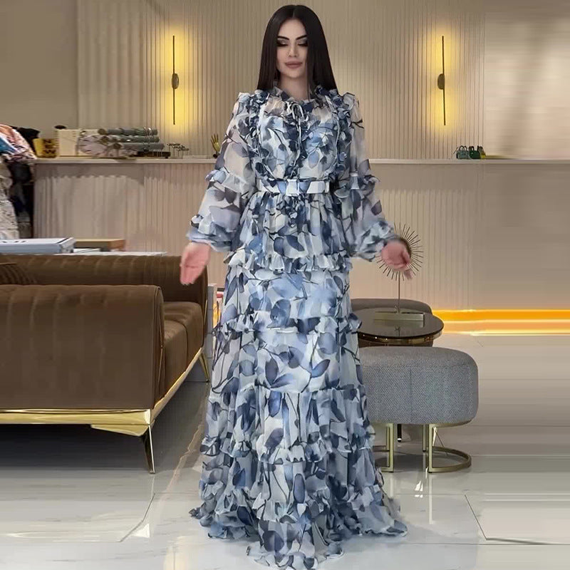 Printing Elegant Slim Maxi Dress