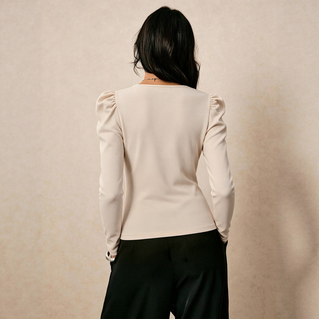 Women Clothing Square Collar Long Sleeved T shirt Women
