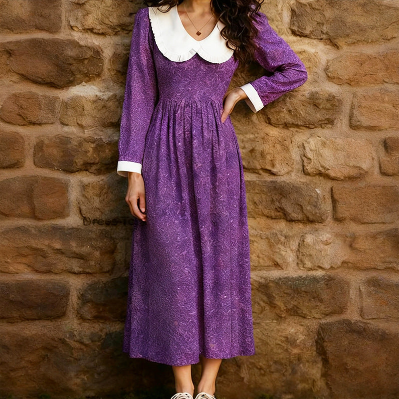 's Spring Printed Loose Long Sleeves Dress