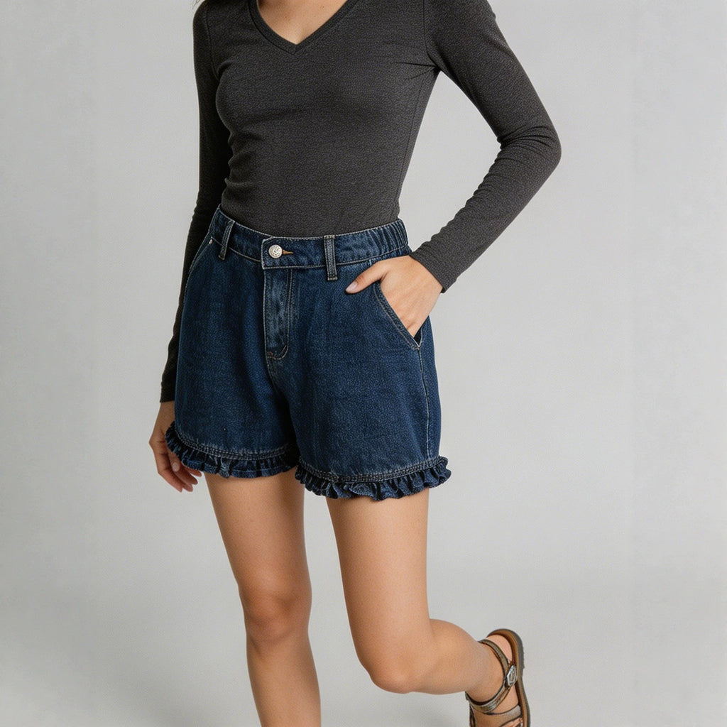 Bud Ruffled Embellishment Mid Waisted Figure Flattering