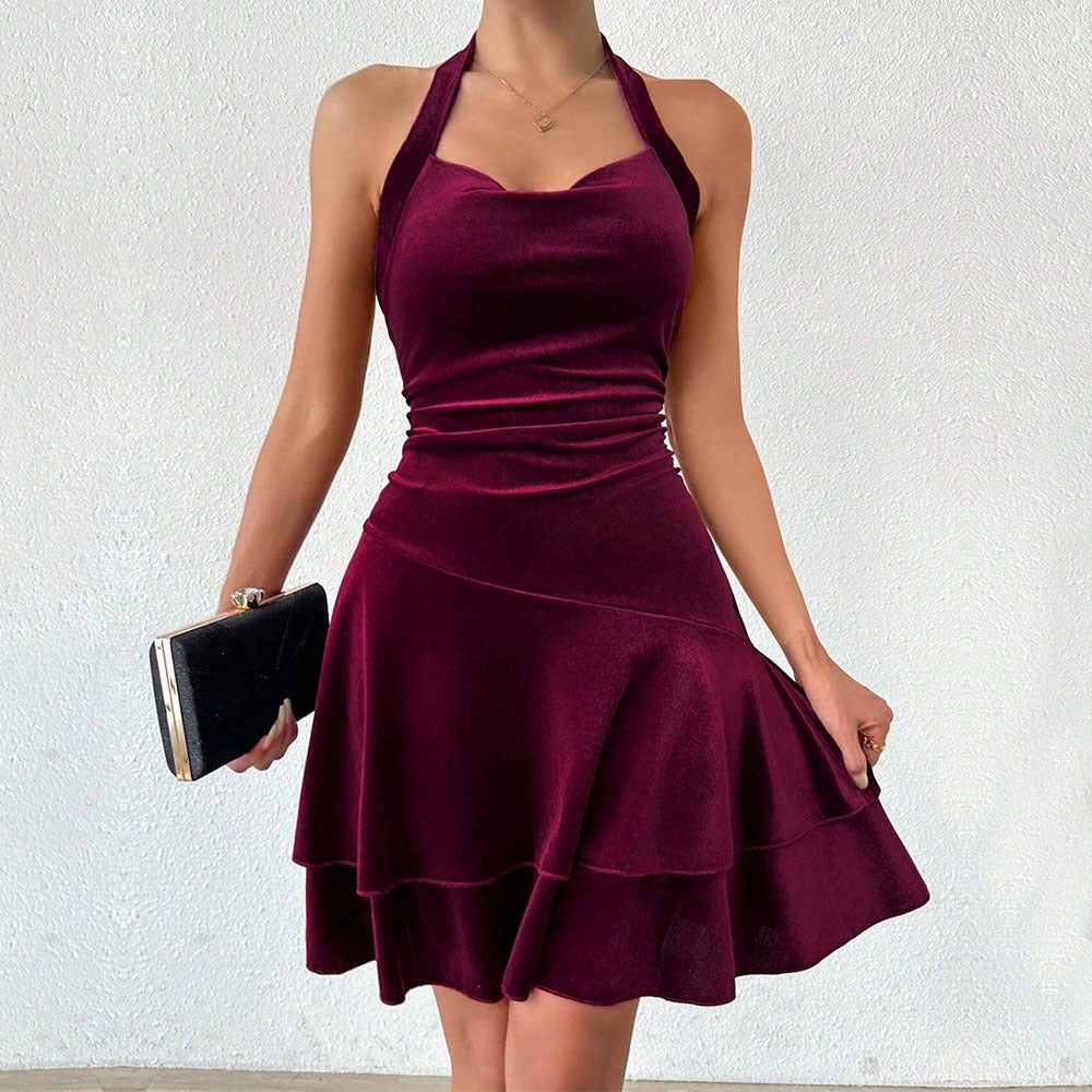 Women's Women's Halter Dress Backless Socialite Design Short