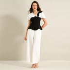 Women's V-Neck Color-Block Office Shirt