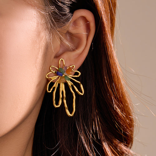 Floral Pearl Stud Earrings