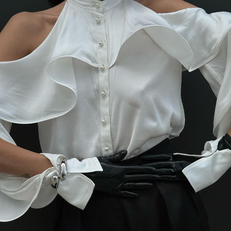 Halter Top Ruffled round Neck off the