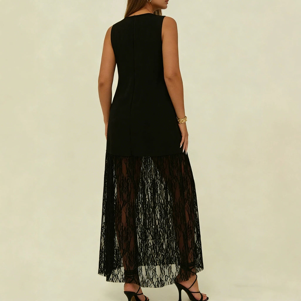 Women's Plus Size Lace-Trim Sleeveless Dress