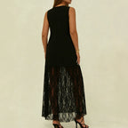 Women's Plus Size Lace-Trim Sleeveless Dress