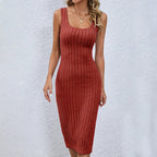 Women's Ribbed Sleeveless Split Cami Midi Dress