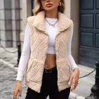 Diamond Lattice Plush Cardigan Vest
