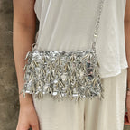 Woven Bamboo Tassel Crossbody Bag