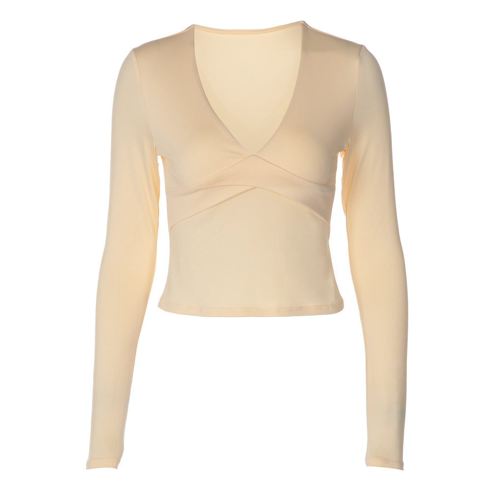 Women's Slim-Fit Long-Sleeve V-Neck Top