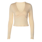 Women's Slim-Fit Long-Sleeve V-Neck Top
