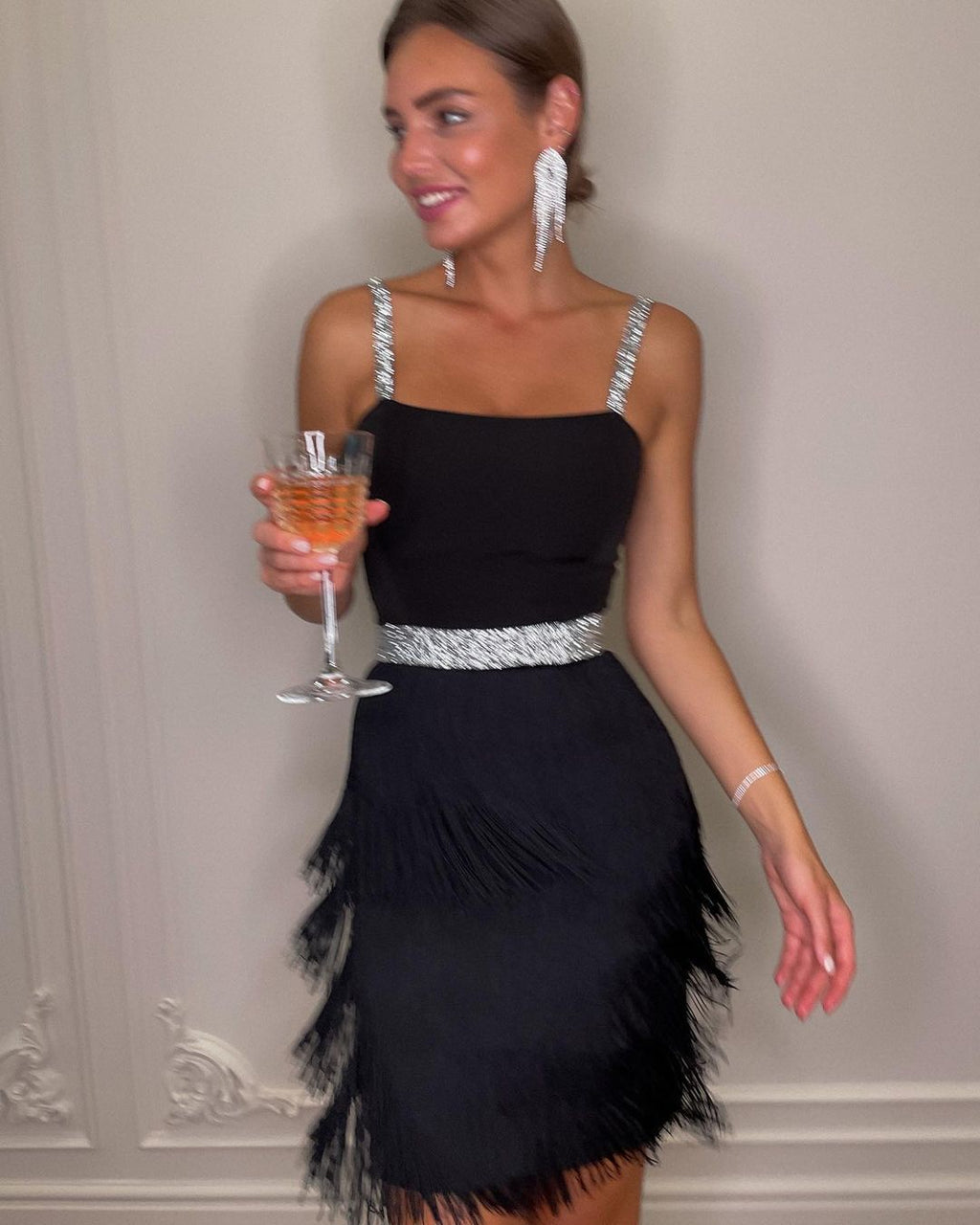 Date Dinner Strappy Tassel Dress