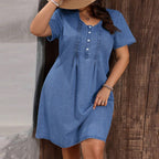 Women's Plus-Size Short-Sleeve Denim Dress
