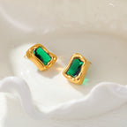 Women's Emerald Zircon Stud Earrings