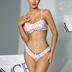 Women's Cherry Print Ruffle Bikini Set