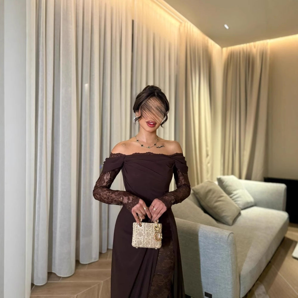 Women's Lace-Sleeve Tube-Top Dress