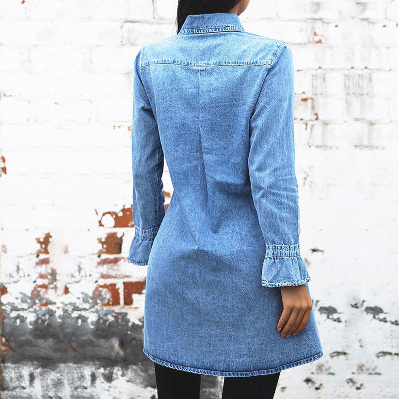 Slim Denim Long-Sleeve Dress