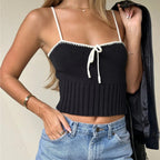 's Western Classy Bowknot Knitted Vest Contrast Color Sling
