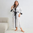 Plus Size Cartoon Sling Nightgown Suit Women Casual Homewear Spring Autumn Lace up Nightgown