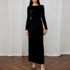 Women's Velvet Twisted-Waist Split Maxi Dress
