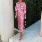 Women's Summer Arrival Printed Elegant Shirt and Skirt Two-Piece Set