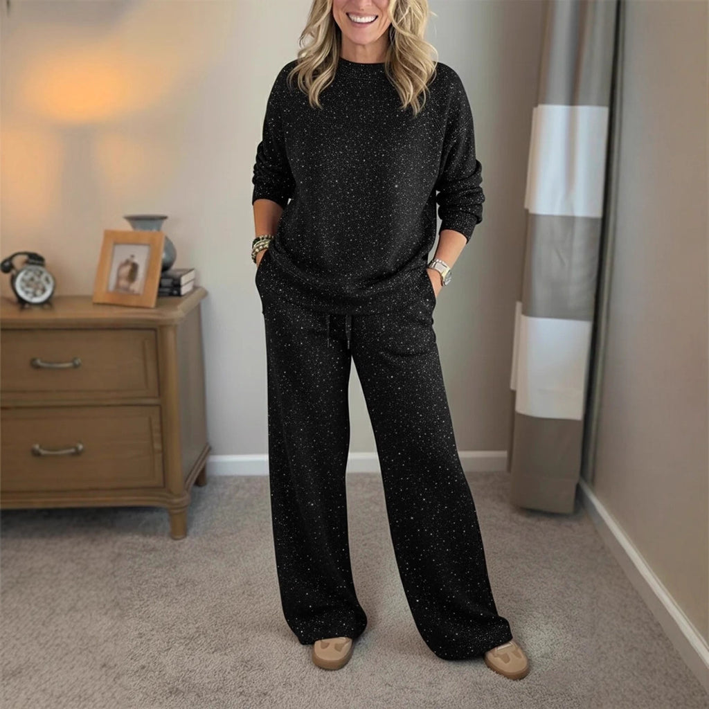 Women's Sequin Long-Sleeve Top & Trousers Set
