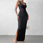 Mesh Cami Backless Split Maxi Dress