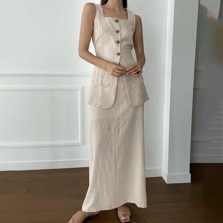Sleeveless Vest & Skirt Set