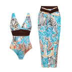 V neck Wrap Skirt Set