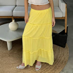 Women's Women Clothing Summer Elegant South French Holiday Elastic A Line Long Skirt
