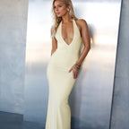 Women's Deep-V Backless Halter Maxi Dress
