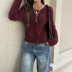 Women's Casual Simple Long Wool Knitted Loose Soft Glutinous Top