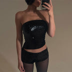 Women Clothing Tight Sexy Tube Top Super Short Shorts Two