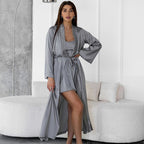 Loose Casual Nightgown Nightdress Two Piece Set Autumn Simple Comfortable High End Home Wear