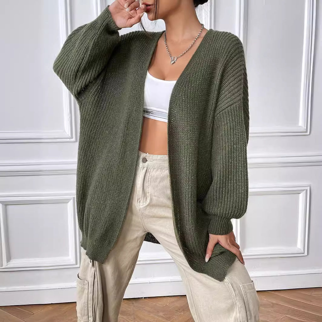Women Coat Clothing Simple Casual Cardigan Autumn Winter Solid Color Sweater Coat