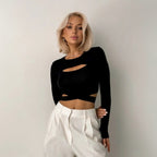 Women's Faux Two-Piece Cropped T-Shirt