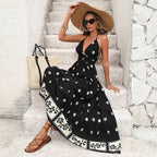 Maxi Swing Printed Halter Dress