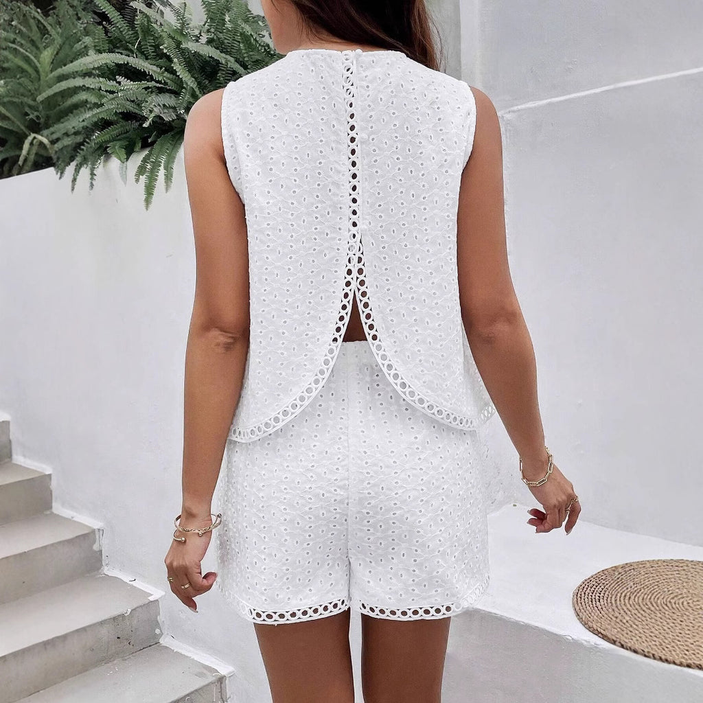 Embroidered Vest & Shorts Set